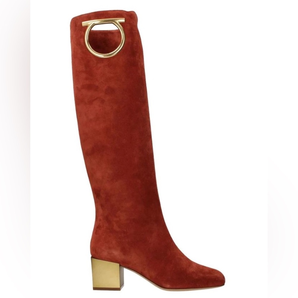 New with box SALVATORE FERRAGAMO Suede Knee High Boots - Picture 3 of 11